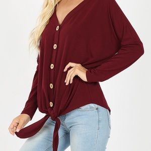 Charcoal Snake long sleeve tie waist top